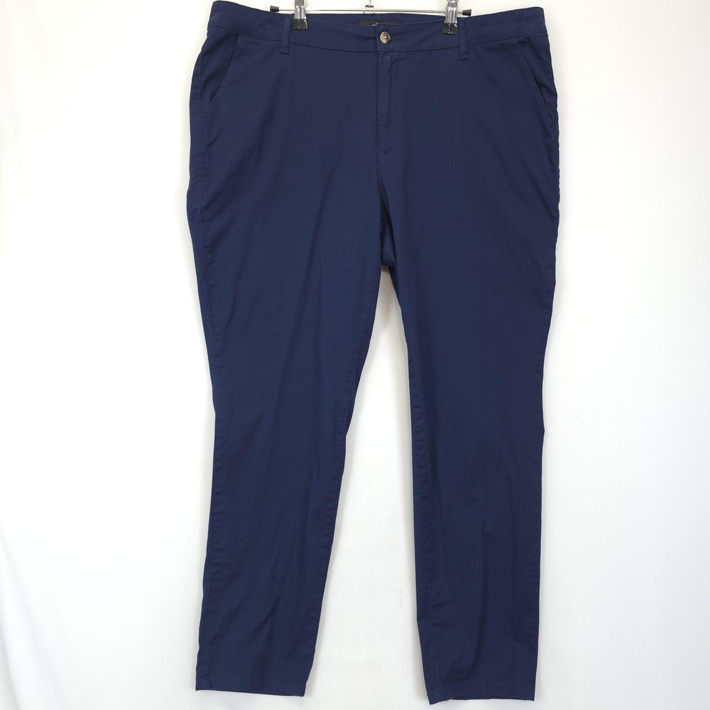 Ellos Pants Women 18 Navy Blue Chino Slim Fit Stretch‎ Cotton Spandex Trousers